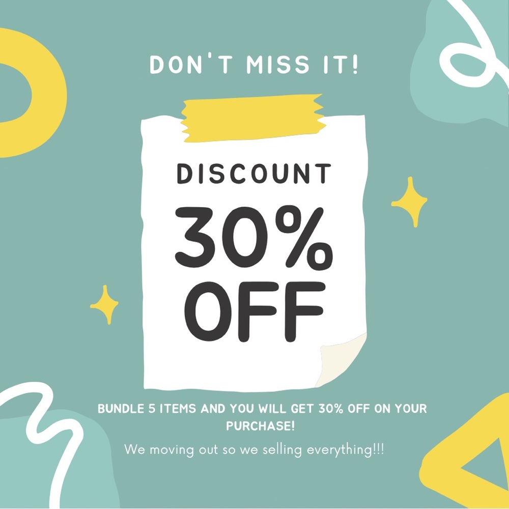30% off on 5 item bundle!!